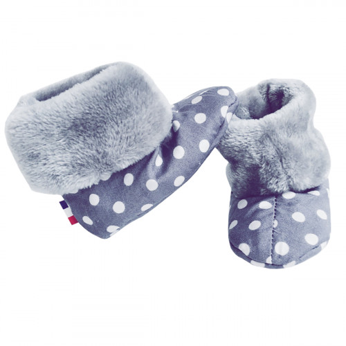 "Le Pois Plume" high booties for babies. Birth gift Made in France. Nin-Nin