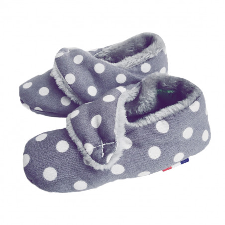 "Le Pois Plume" slippers. Birth gift Made in France infant. Doudou Nin-Nin