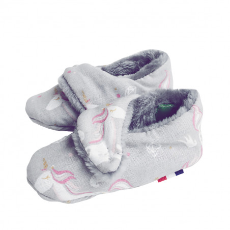 "The Unicorn" slippers. Birth gift Made in France infant. Doudou Nin-Nin