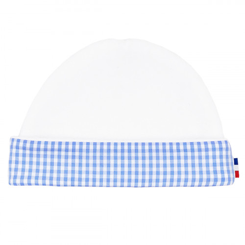 "Le Vichy Bleu" unisex newborn hat. Baby hat made in France. Nin-Nin