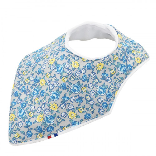 Customizable bandana bib "Le Liberty Bleu". Made in France. Nin-Nin