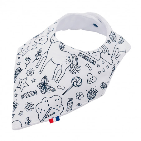 Customizable bandana bib "Le Sally". Made in France. Nin-Nin