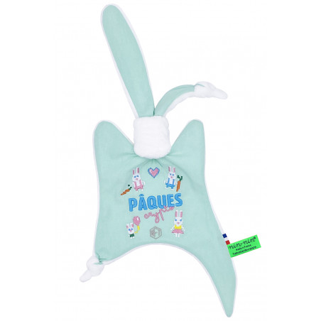 Baby comforter Le Pâques NFT. Personalized birth gift made in France. Nin-Nin comforter