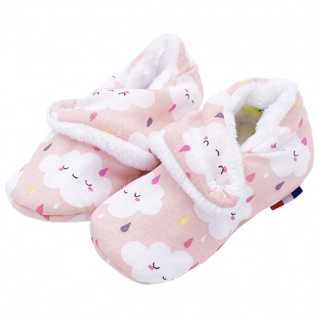 Low pantofole "Le Nimbus Rose". Regalo nascita bambino Made in France. Consolatore Nin-Nin