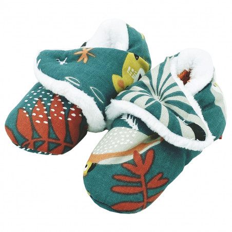 Low pantofole "Le Tropical". Regalo nascita bambino Made in France. Consolatore Nin-Nin