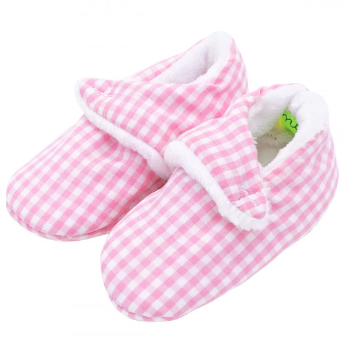 Low pantofole "Le Vichy Rose". Regalo nascita bambino Made in France. Consolatore Nin-Nin