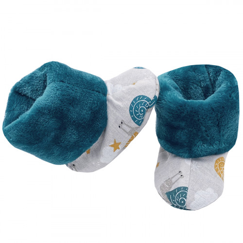 High botton slippers "L'Escargot" for babies. Birth gift Made in France. Nin-Nin