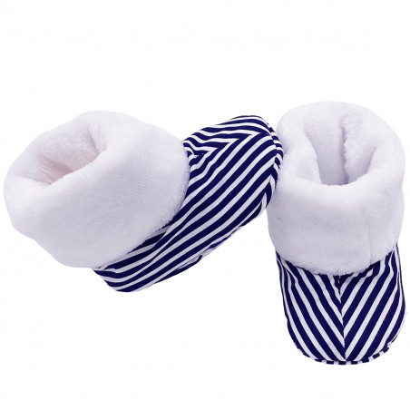 High botton slippers "Le Marinière" for babies. Cadeau de naissance Fabriqué en France. nin nin