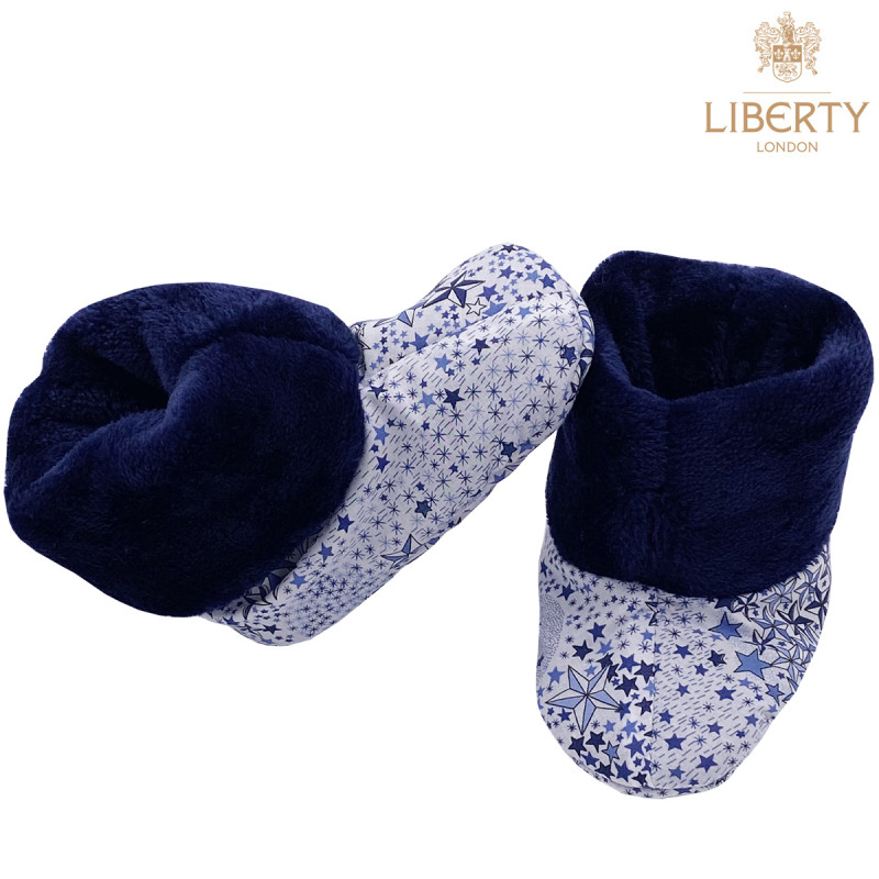 High botton slippers "Le Marlon" Liberty Of London for babies. Birth gift Made in France. Nin-Nin