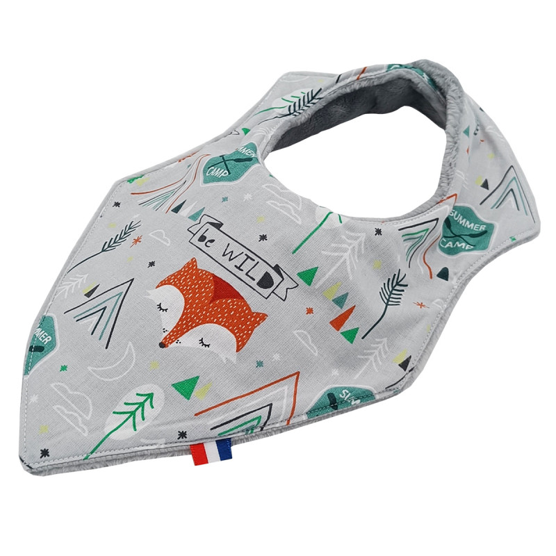 Customizable bandana bib "Le Fox". Made in France. Nin-Nin