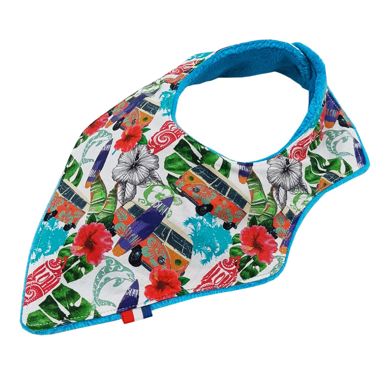 Customizable bandana bib "Le Hawaï". Made in France. Nin-Nin