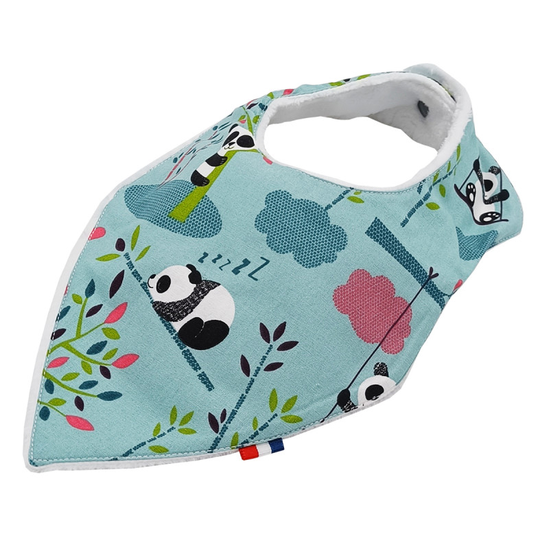 Customizable bandana bib "Le Panda". Made in France. Nin-Nin Customizable bandana bib "Le Panda". Made in France. Nin-Nin