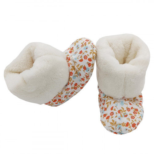 High botton slippers "Le Arsène" for babies. Birth gift Made in France. Nin-Nin