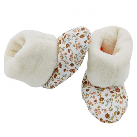 High botton slippers "Le Simone" for babies. Birth gift Made in France. Nin-Nin