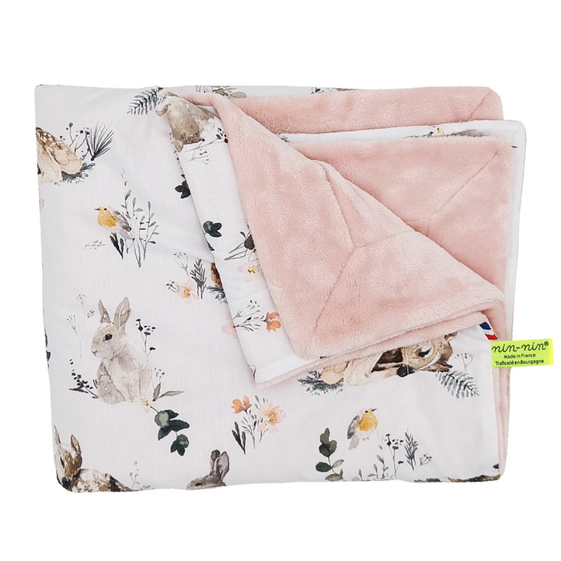 Customizable L'Aquarelle Pink blanket for babies. Cover made in France.