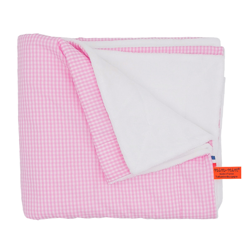Customizable Le Vichy Rose blanket for babies. Cover made in France.