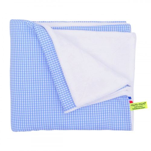 Customizable Le Vichy Bleu blanket for babies. Cover made in France.
