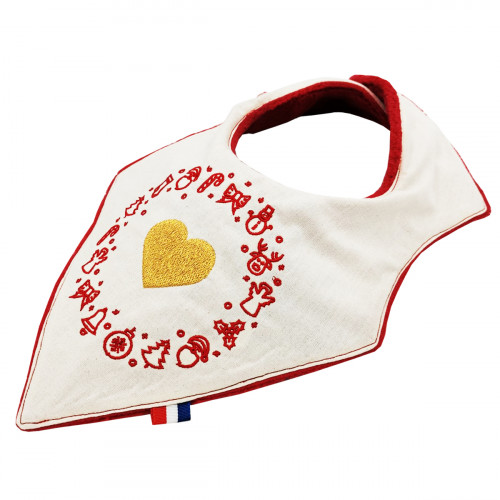 Bandana bib "Coeur de Noël". Made in France. Nin-Nin