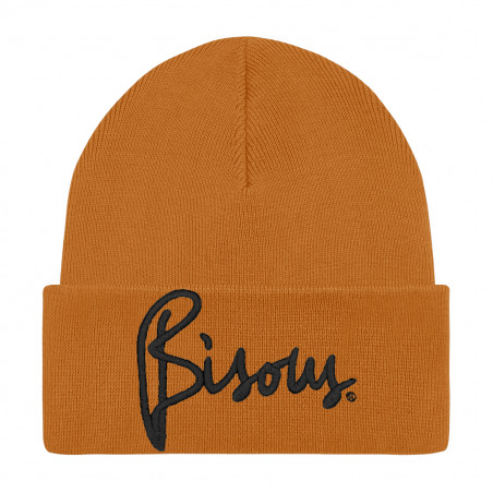 "Bisous" Ocre Adult Beanie. Hat made in France. Nin-Nin